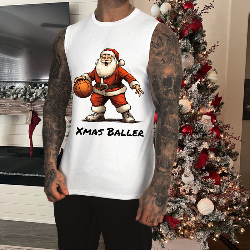 Xmas Baller Men's Santa Print Tank Top