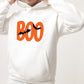 Spooky Bat BOO Graphic Men's Fleeced White Hoodie