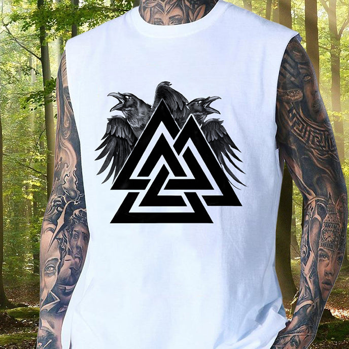 Viking Inspired Valknut and Ravens Men's Tank Top