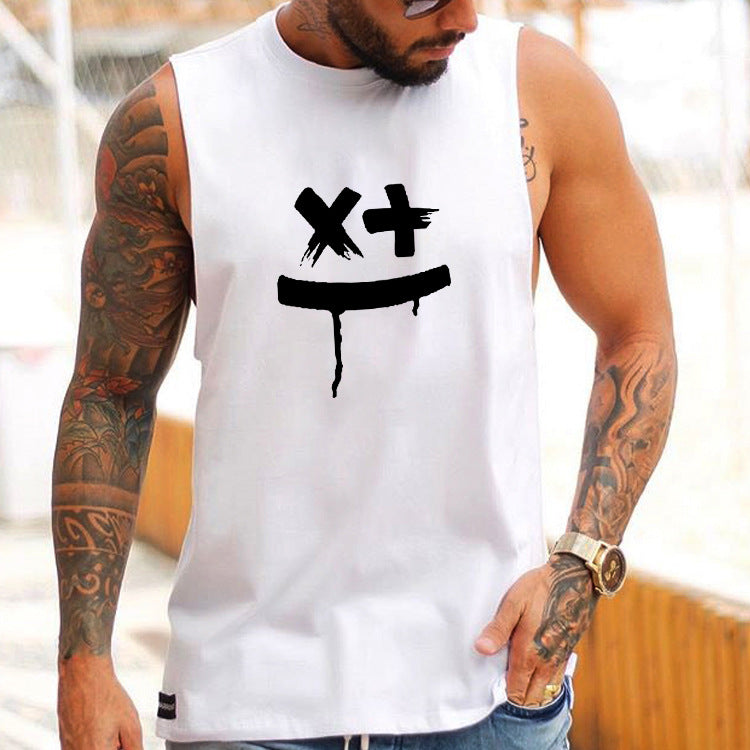 Trendy Personality Smiley Print Sleeveless Casual Vest