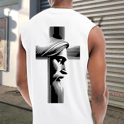 Men's Christian Jesus and Cross Print Vest