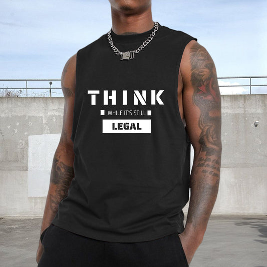 Think When It's Still Legal Men's Letter Print Tank-C