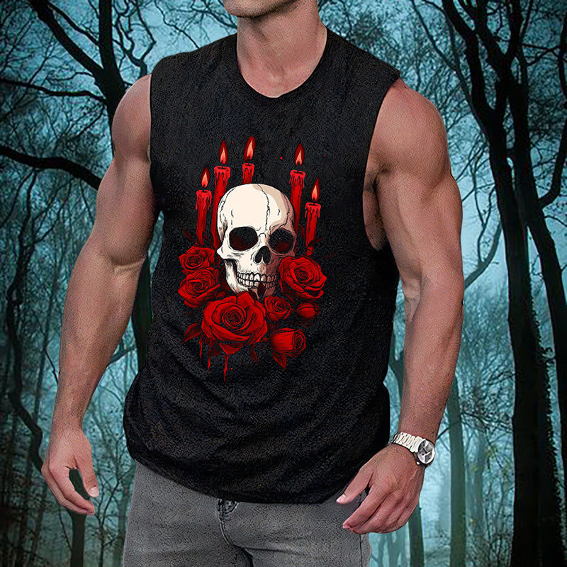 Skull & Red Candles Men's Cotton Tank Top