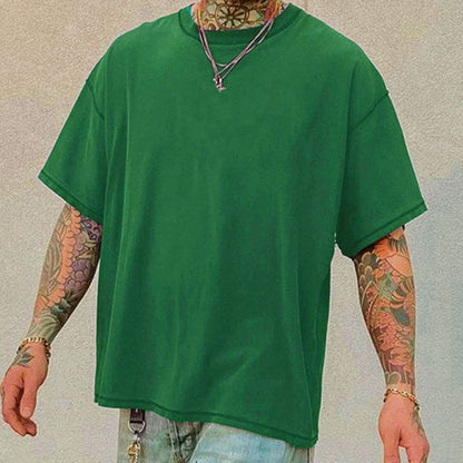 Casual Short Sleeve Solid Color Loose Men's T-Shirt