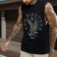 Crew Neck Sleeveless Alphabet Eagle Print Casual Tank Top