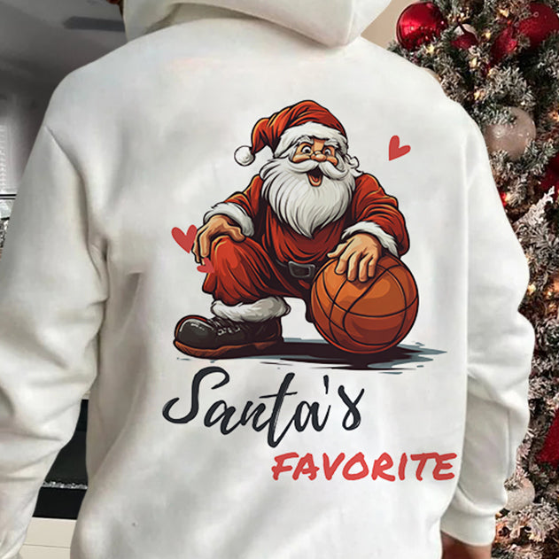 Xmas Basketball Lover Santa's Favorite Men's Fleeced Hoodie