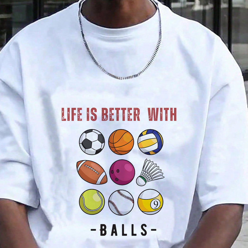 Balls Lovers Print Men's Short Sleeve Tee