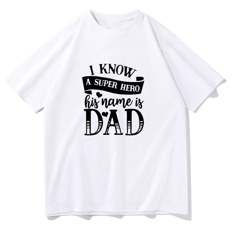 Super Hero Dad Print Men's Casual T-shirt