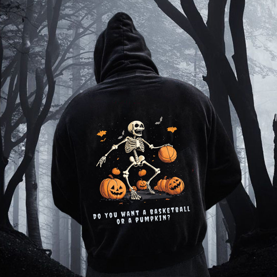 Spooky Vibes Basketball Fans Men's Fleeced Hoodie