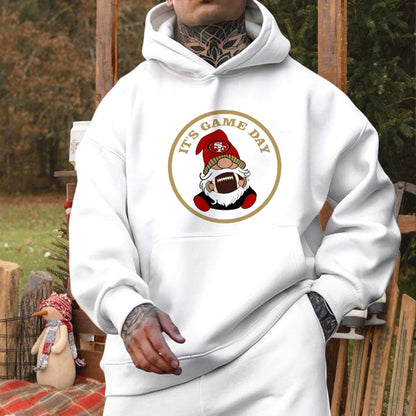 SF Football Lover Men's White Fleeced Hoodie