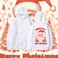 Men's Christmas Santa Print White Fleeced Hoodie