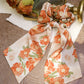 Orange Floral Print Satin Headband