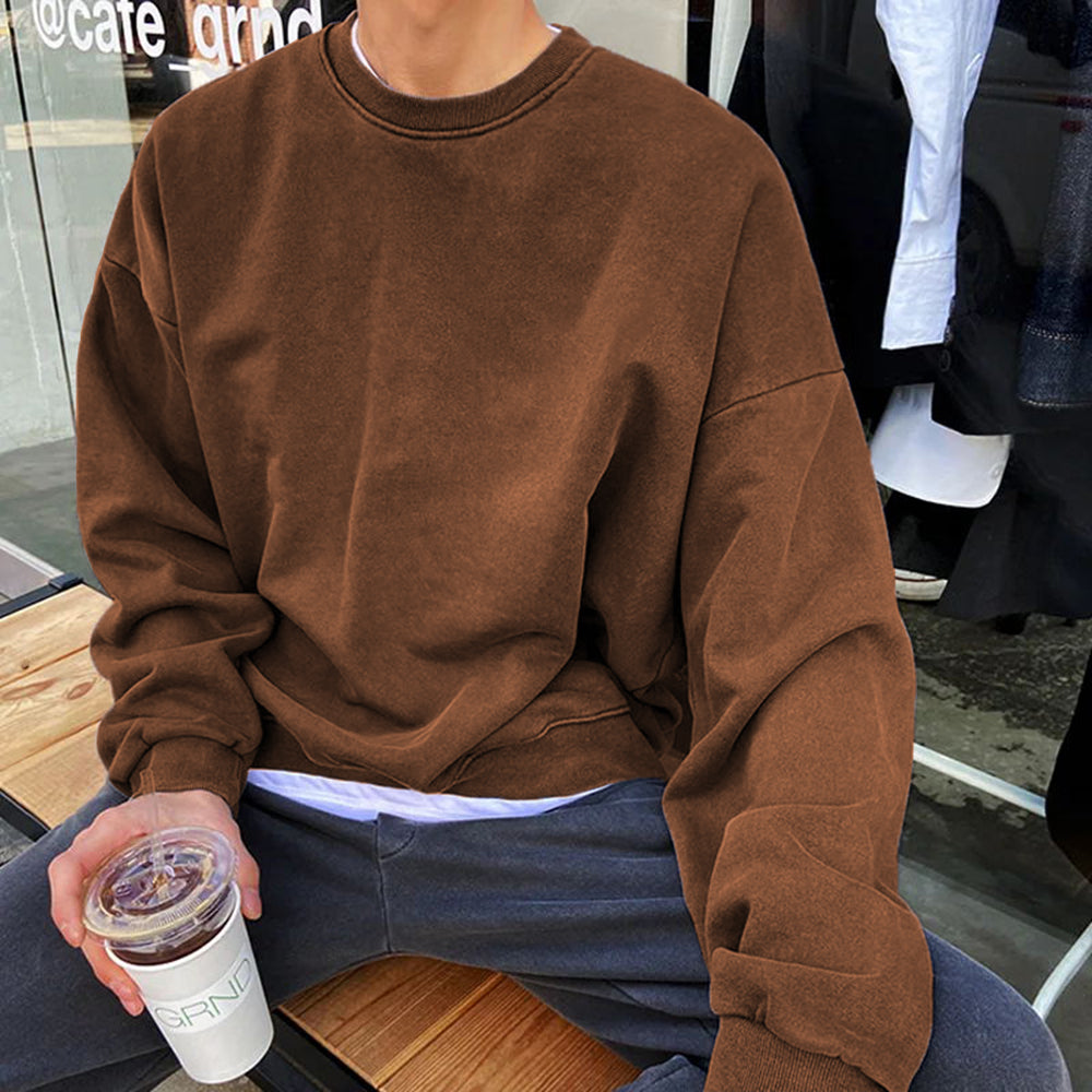 Coffee Color Men's Crew Neck Sweatshirts