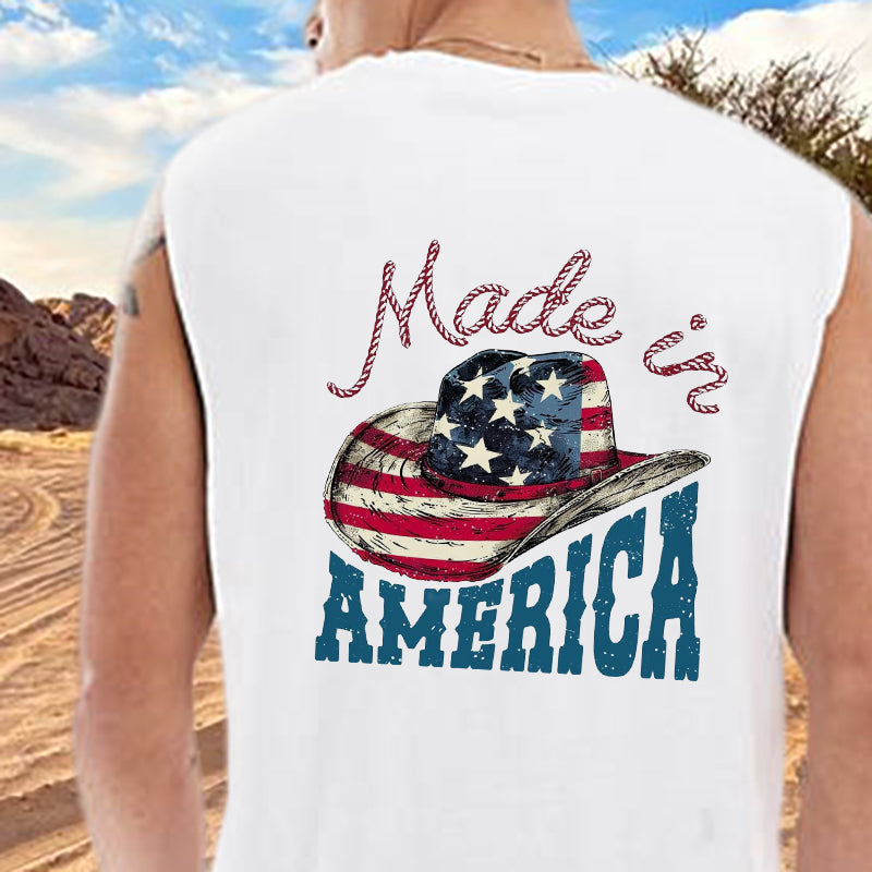 USA Made Cowboy Hat Print Men's Tank Top-C