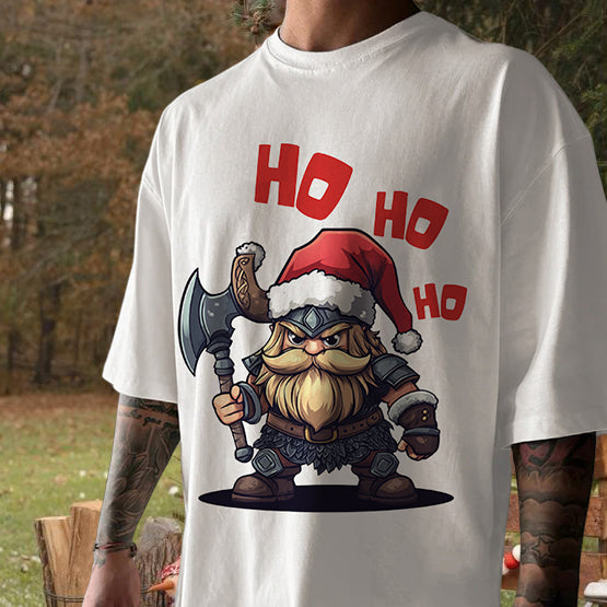 Viking HO HO HO Print Men's Xmas Print T-shirt