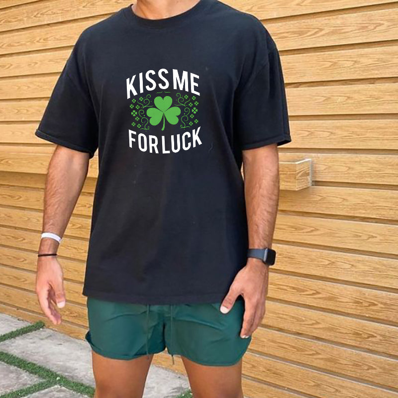 Irish Lucky Kiss Four-Leaf Clover Romance Tee