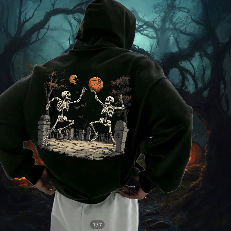 Spooky Season Basketball Lover Men's Fleeced Hoodie