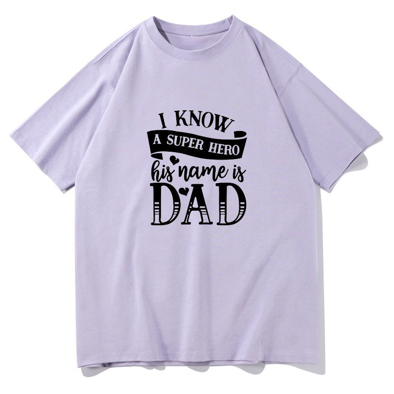 Men's Super Hero Gift For Dad Letter Print Tee