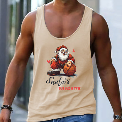 Santa's Favorite Men's Beige Xmas Tank Top