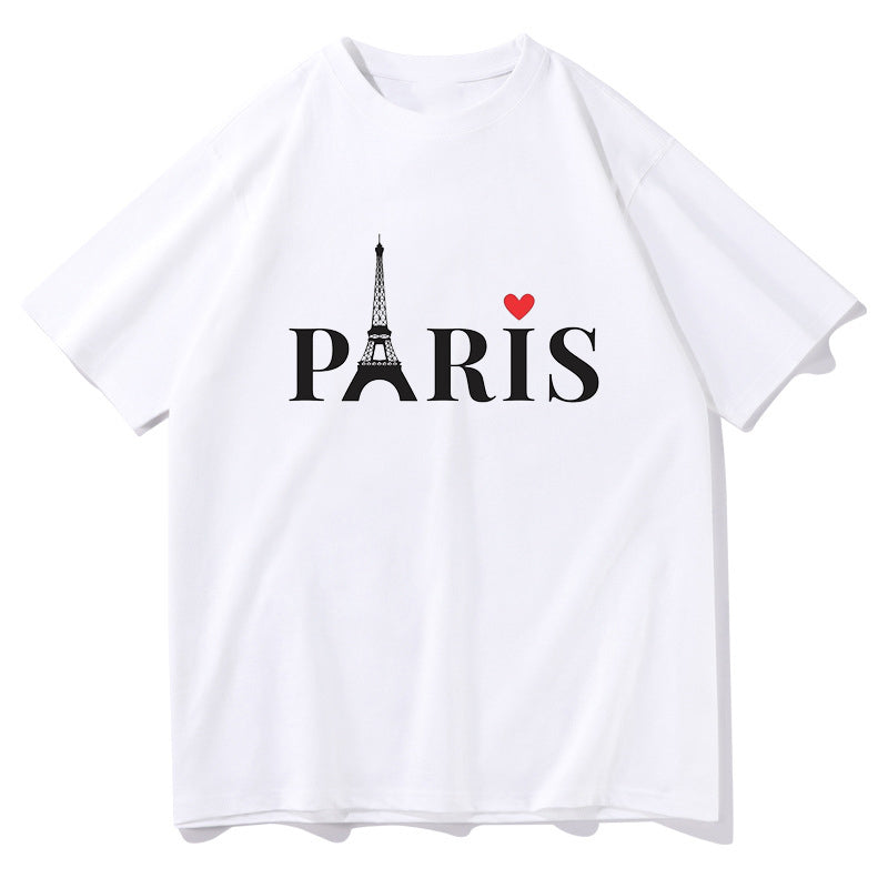 Love Paris Alphabet Print Men's Cotton T-shirt