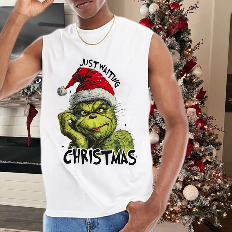 Men's Grinchmas Print Cotton Tank Top