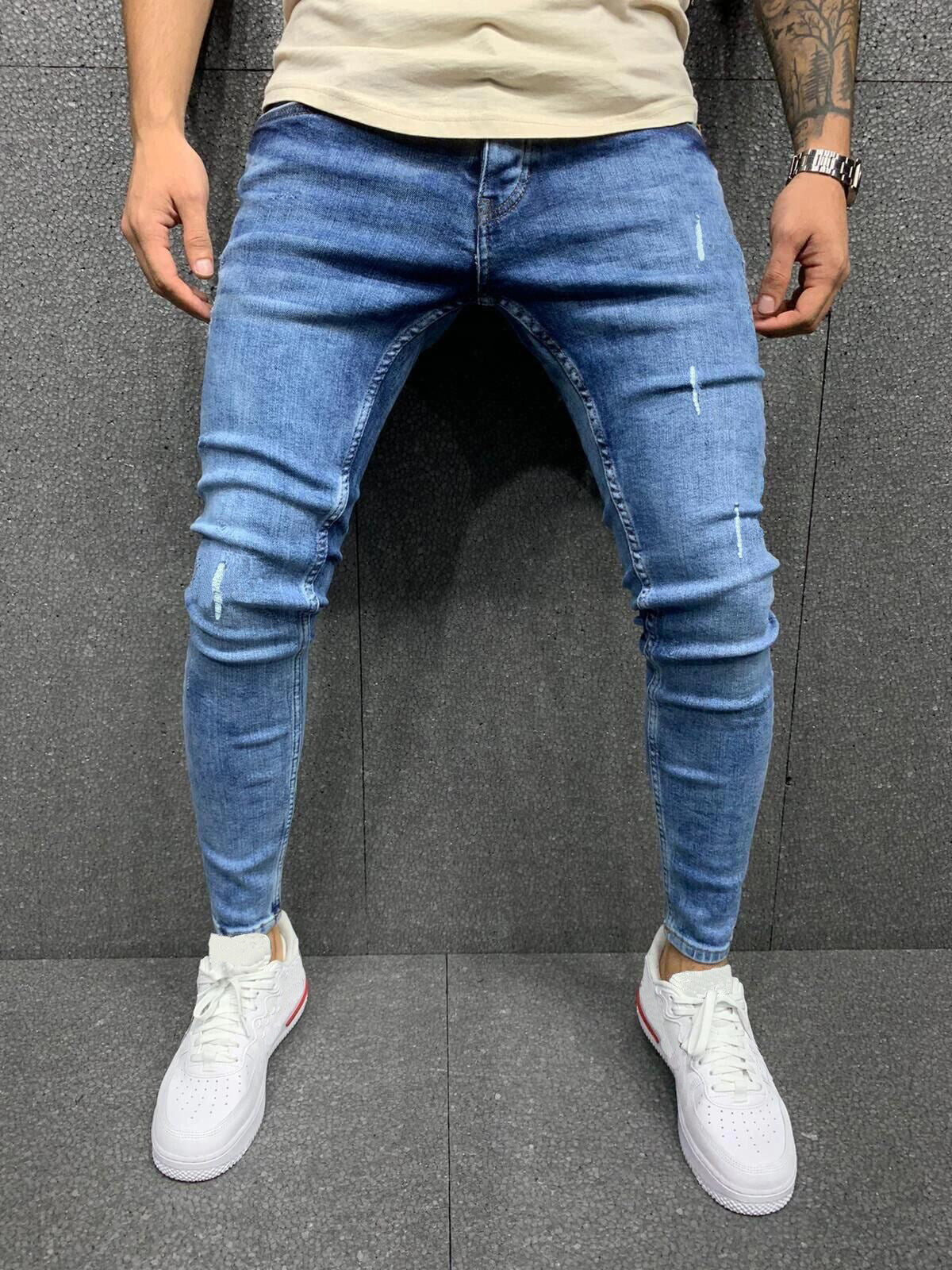 Stylish Distressed Stretch Denim Jeans