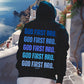 God First Bro. Men's Gradient Blue Fleeced Hoodie