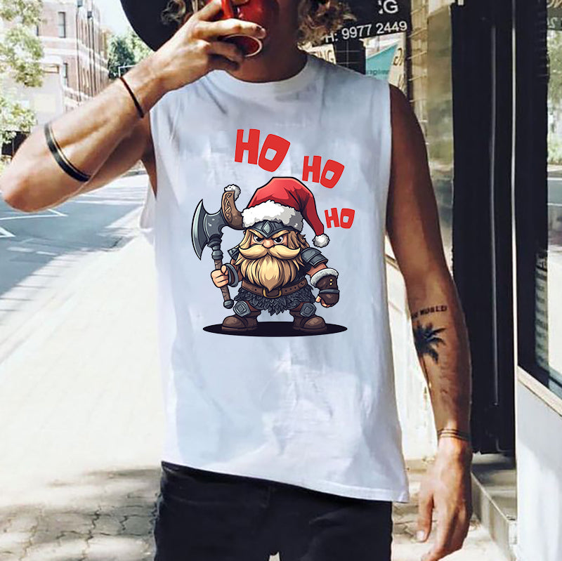 Viking Ho Ho Ho Men's Viking Warrior Print Tank Top