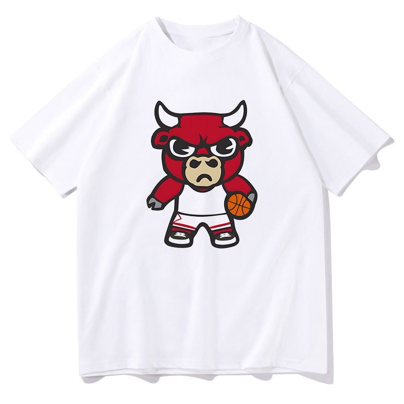 Basketball Enthusiast Cartoon Bull B-Ball Fan T-Shirt