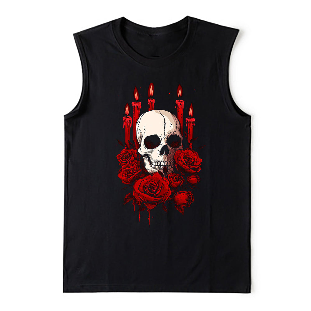 Skull & Red Candles Men's Cotton Tank Top