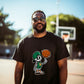 Skull With Basketball Print Men's Short Sleeve Tee