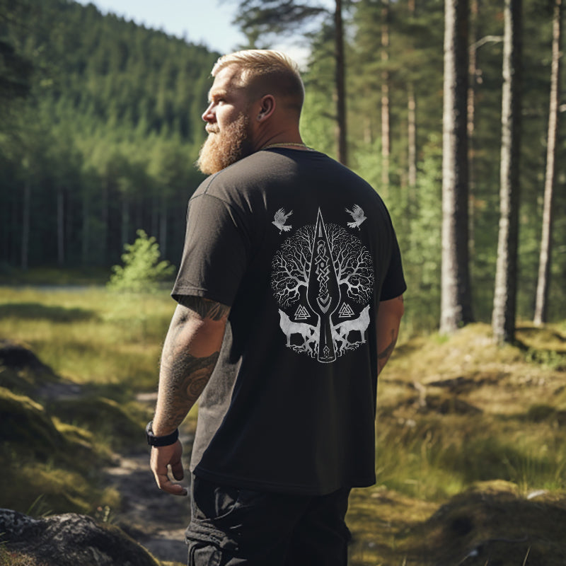 Life of Tree Yggdrasil Retro Viking Culture Graphic T-shirt