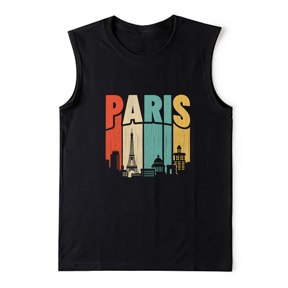 Paris Citycapes Men's Cotton Tank Top-C