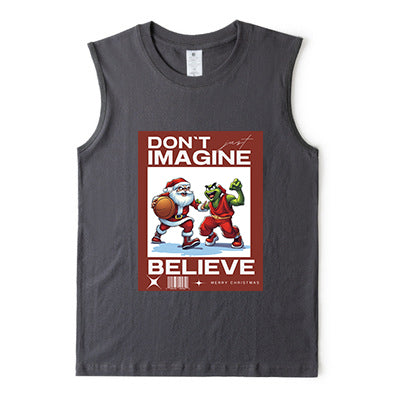 Santa vs Grinch Basketball Game Men's Christmas Tank Top