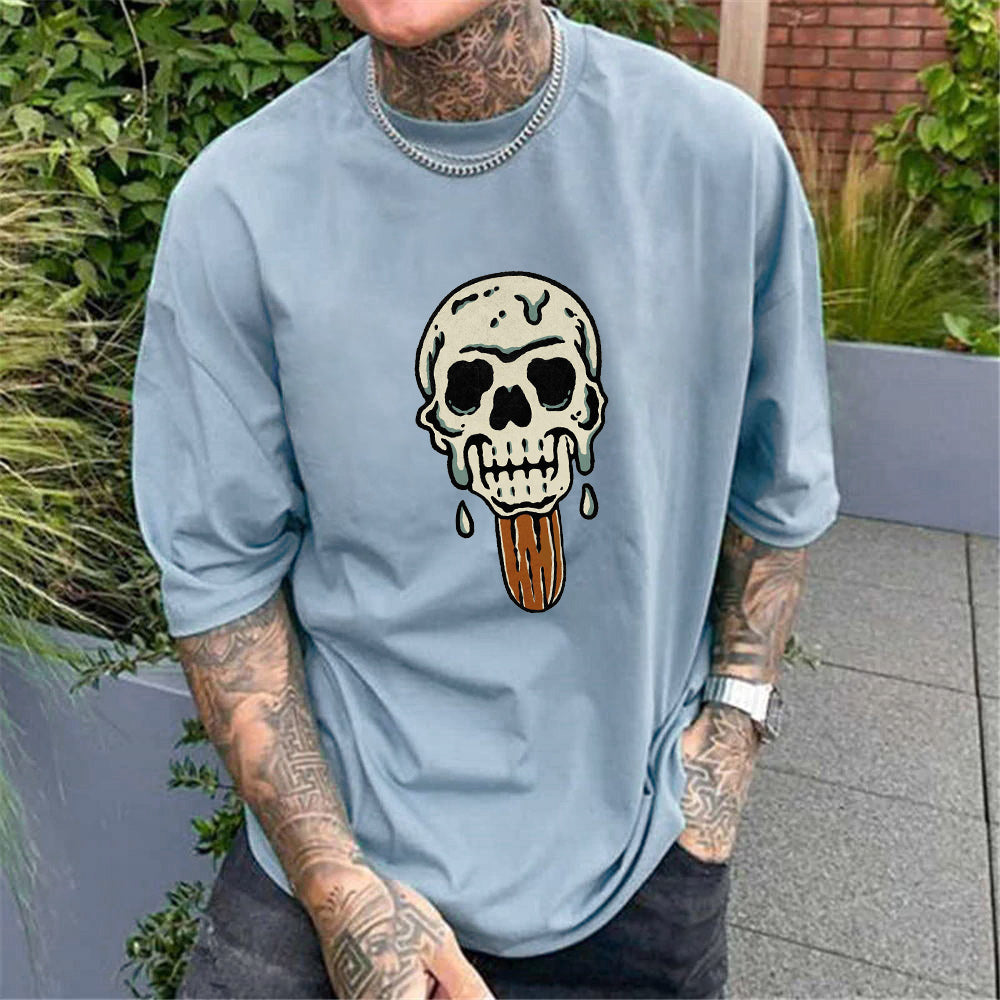 Skull Print Men's Cotton T-shirt