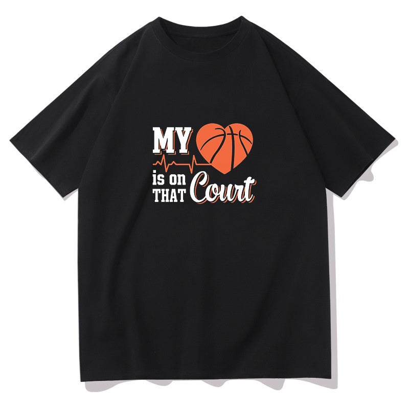 Basketball Enthusiast Stylish Print Men's Black T-shirt