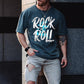 Rock Roll Music Graphic Print Statement Casual Men's T-Shirt