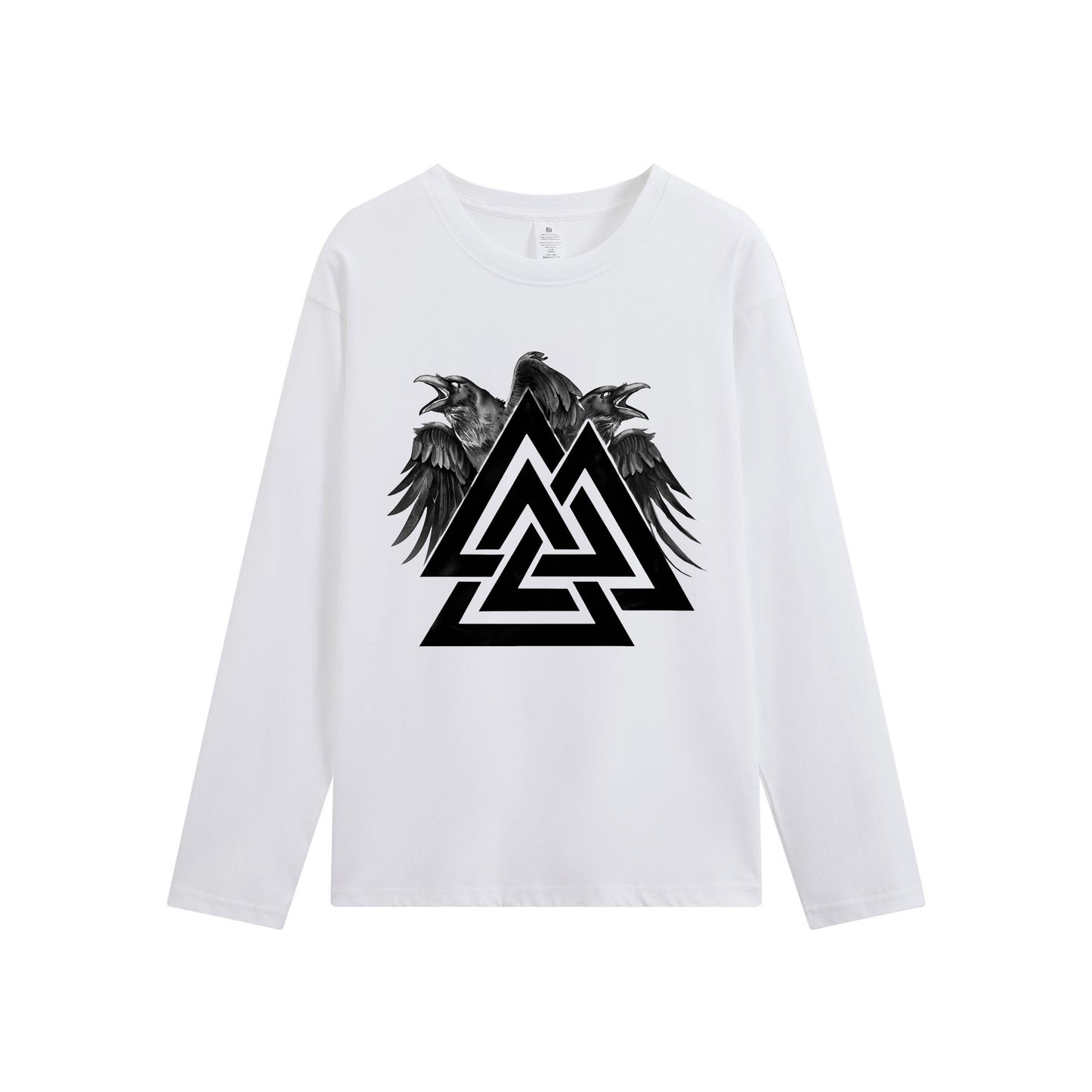 Norse Mythology Valknut and Ravens Print Men's Long Sleeve Tshirt