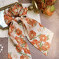 Orange Floral Print Satin Headband