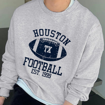 Texas Football Print Men's Crew Neck Sweatshirt