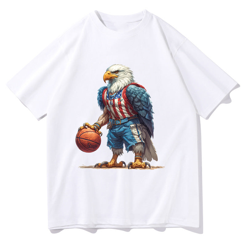 American Pride Bald Eagle Basketball Player Tee