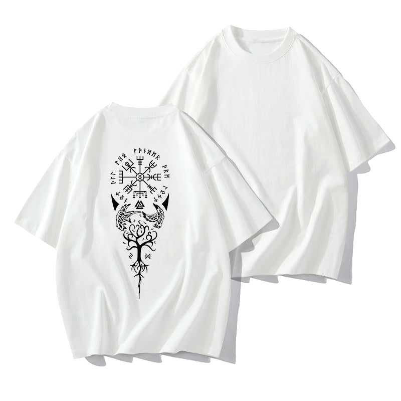 Vegvísir Norse Symbol Viking Runes Print Tee