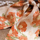 Orange Floral Print Satin Headband