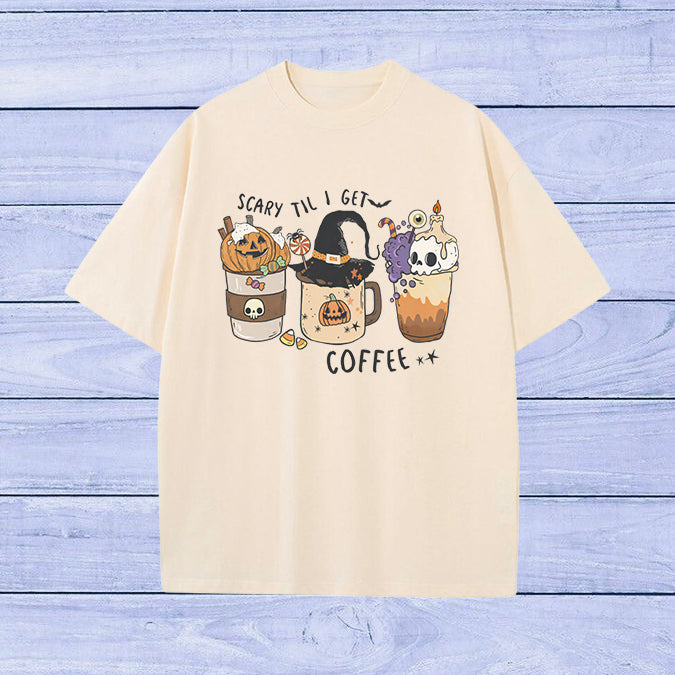 Halloween Pumkim and Skull Coffee Women's T-shirt