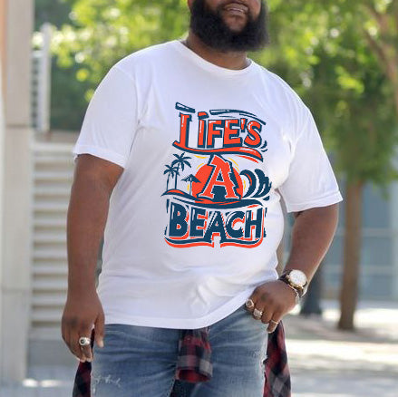 Life's a Beach Men's Letter Print White T-shirt