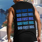 God First Bro. Men's Gradient Blue Letter Print Tank