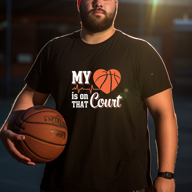 Basketball Enthusiast Stylish Print Men's Black T-shirt