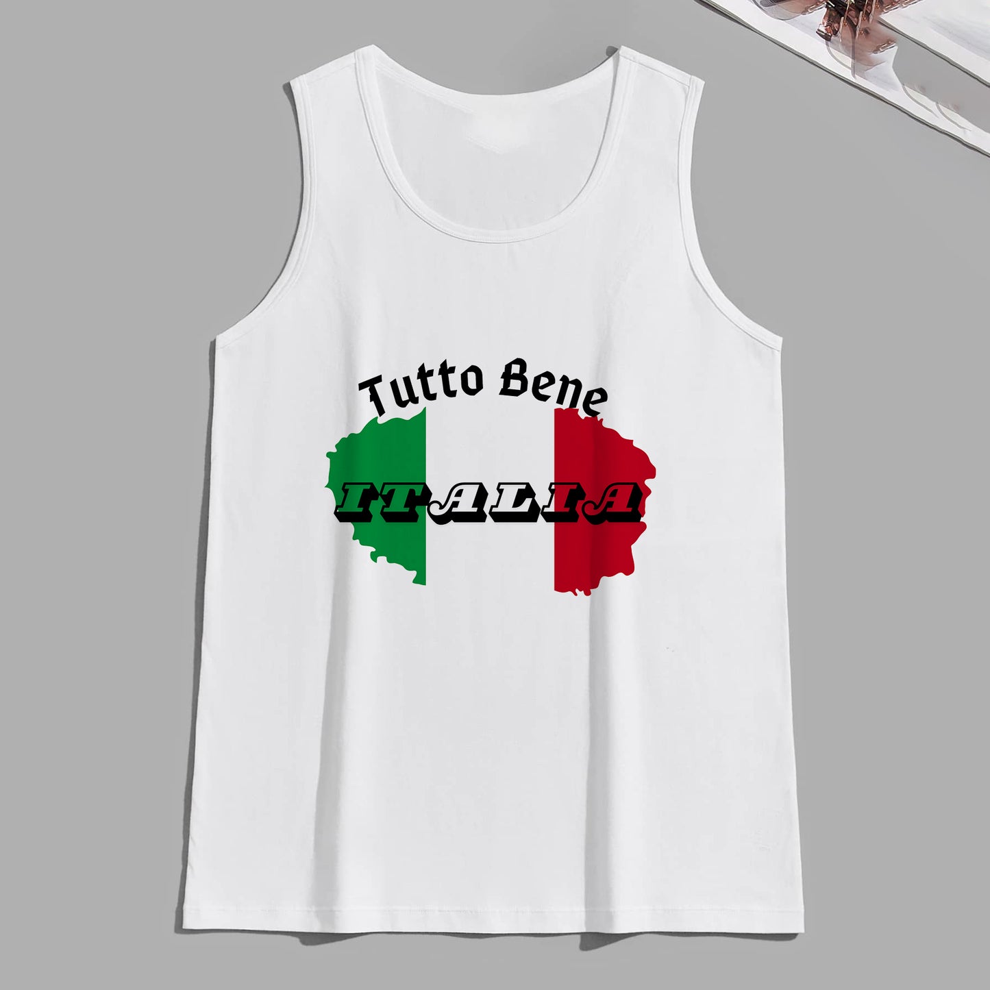 Italia Map Print Men's Tank Top-A