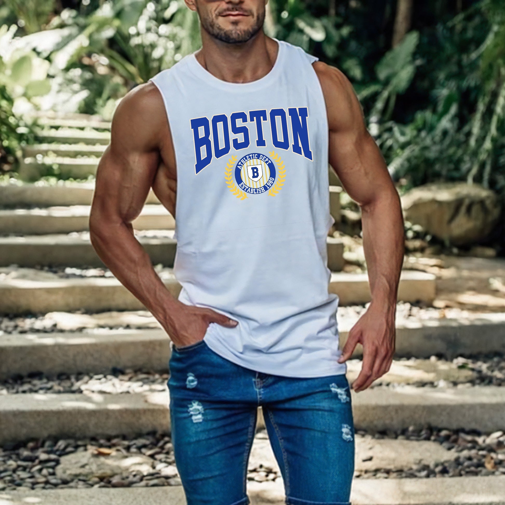 Crew neck tank top mens best sale