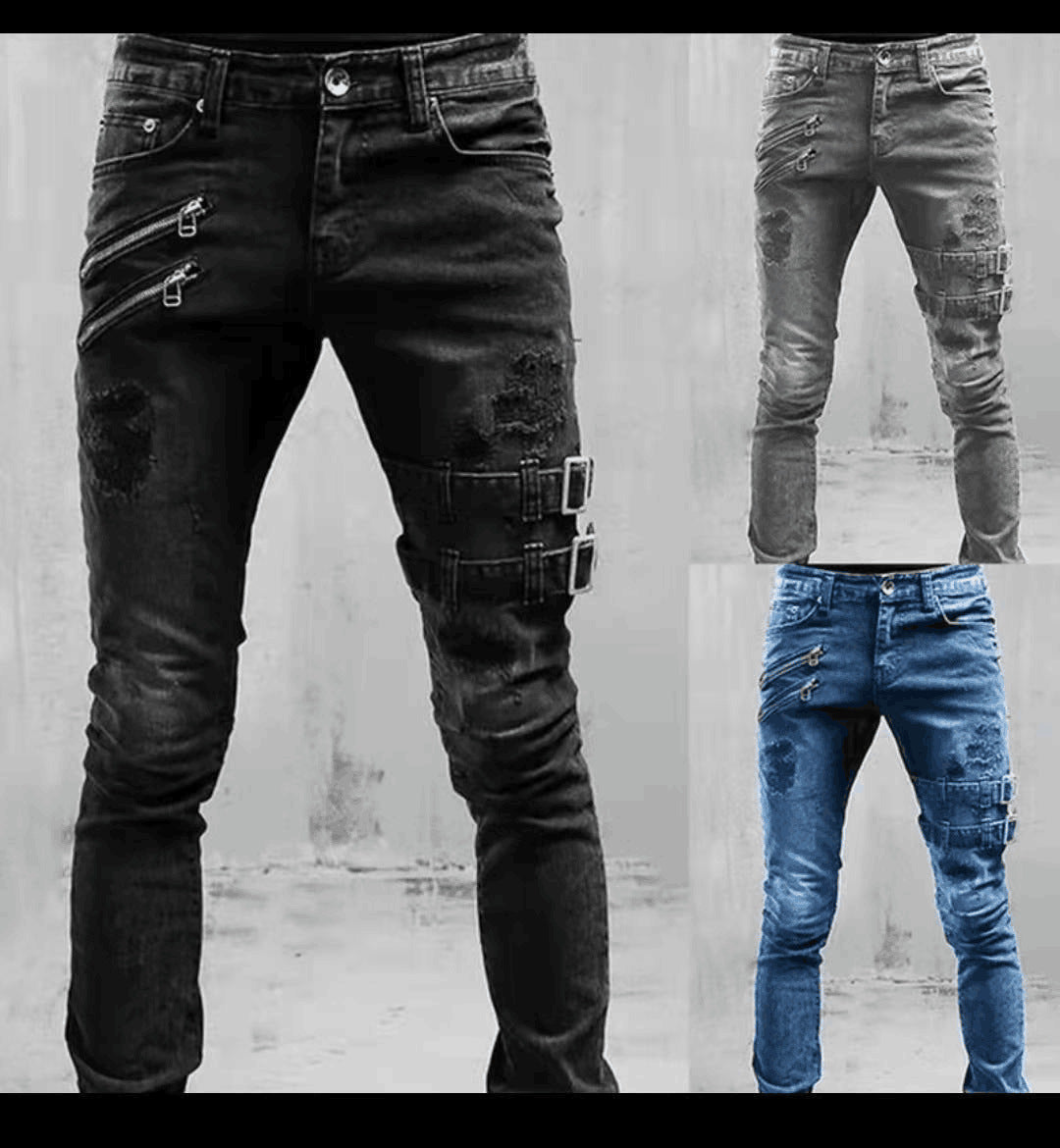 Stylish Moto-inspired Distressed Skinny Jeans